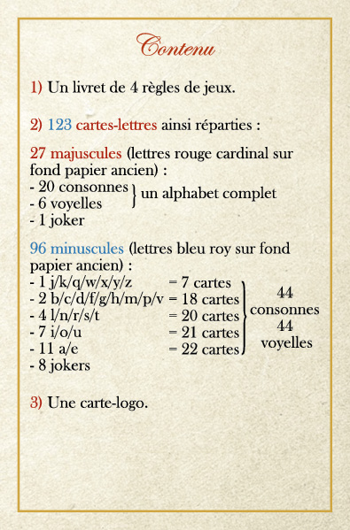 La Présentation du jeu Cardinal contenu